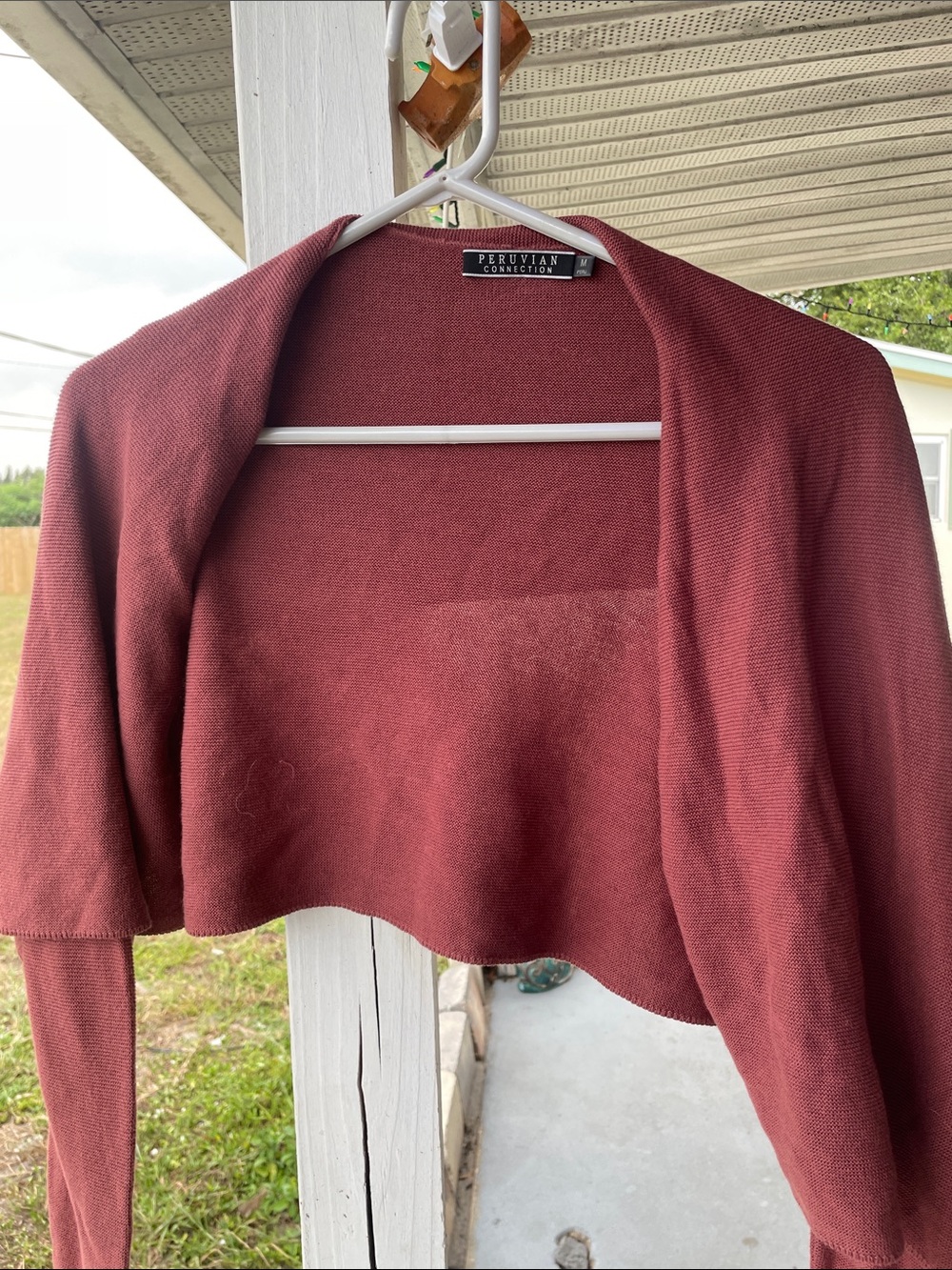 Peruvian Connection Women’s Cropped Open-Front Shrug - Mauve Berry